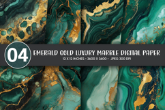 Emerald Gold Luxury Marble Digital Paper Product Image 1