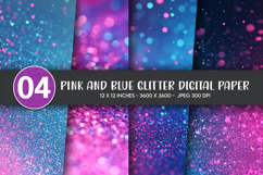 Pink and Blue Glitter Digital Paper Product Image 1