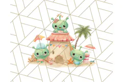 Alien Vacation Clipart PNG, Cute Summer Galaxy Art Clip Art Product Image 2