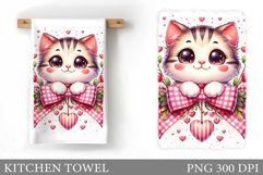 Cute Cat Kitchen Towel. Valentines Kitchen Towel Design Product Image 1