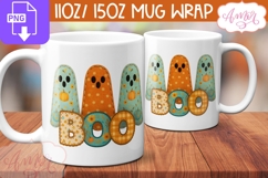 Boo mug wrap sublimation, Fall ghosts mug template Product Image 2