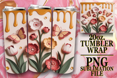 Radiant days 20oz tumbler wrap, 3D Flowers Product Image 1