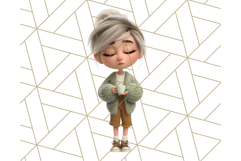 Kawaii Cozy Girl Clipart PNG, Pastel Fall Cozy Aesthetic Product Image 2
