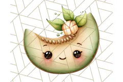 Fruit Doodles Clipart, Cute Cartoon Fruit PNG, Kawaii Food Product Image 2
