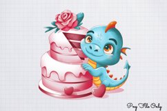 Peeking Dinosaur Valentines Day Clipart PNG Product Image 1