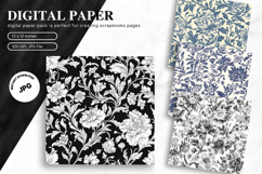 Chinoiserie Floral Pattern Background Vintage Digital Paper Product Image 1