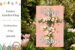 Happy Easter Garden Flag Design, Wooden Christian Cross PNG Product Image 1