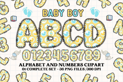 Baby Boy Alphabet PNG Clip Art, baby boy letters doodle Product Image 1