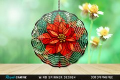 Stained Glass Poinsettia Wind Spinner Sublimation Design PNG Product Image 1