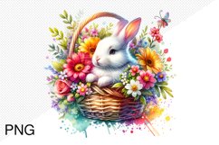 Spring Flowers And Bunny Sublimation - Clipart PNG Design Product Image 1