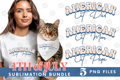American Cat Mama Papa 4th of July USA Paw DTF PNG Bundle Product Image 1