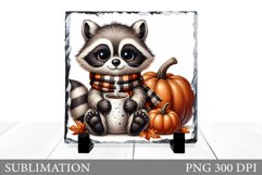 Fall Raccoon Slate Sublimation. Fall Raccoon Sublimation Product Image 1