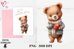 Valentine bear sublimation, Valentine card, bear with a hear Product Image 2