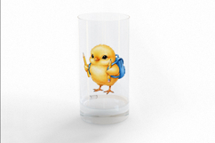 Cute Chick with Backpack Holding Pencils Watercolor PNG Product Image 3