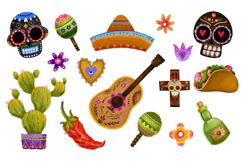 Watercolor Day of the Dead Clipart, Mexican Dia de los Muert Product Image 2