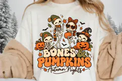 Halloween Skeleton Family PNG Bones and Pumpkins Autumn Product Image 2