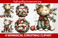 4 Whimsical Christmas Clipart | Cute Holiday PNG Set Product Image 1