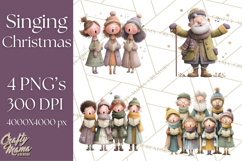 Christmas Carolers Clipart PNG, Holiday Choir Clip Art Product Image 1