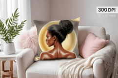 Afro Girl /Woman braided hair Pillow Design, Black Queen PNG Product Image 1