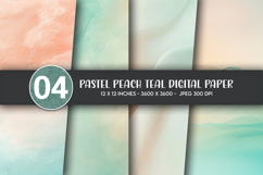 Pastel Peach Teal Digital Paper Product Image 1