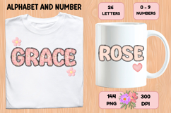 Charming Garden Doodle Alphabet PNG Letters &amp; Numbers 300DPI Product Image 6