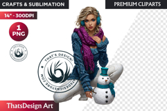 Cosy Winter Girl Clipart, Fashion Girl PNG, christmas Product Image 1