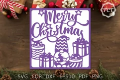 Merry Christmas card SVG Gnome| Christmas Cricut, Laser cut Product Image 5