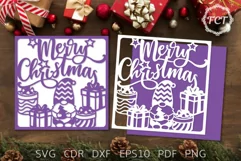 Merry Christmas card SVG Gnome| Christmas Cricut, Laser cut Product Image 1