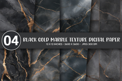 Black Gold Marble Texture Digital Paper Product Image 1