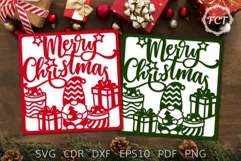 Merry Christmas card SVG Gnome| Christmas Cricut, Laser cut Product Image 3