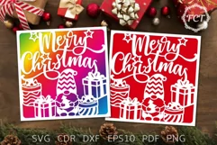 Merry Christmas card SVG Gnome| Christmas Cricut, Laser cut Product Image 6
