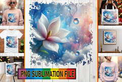 Elegant Tote Bag Ideas PNG, 3D Flower Product Image 1