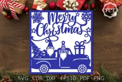 Christmas card SVG Cricut | Merry Christmas card Gnomes car Product Image 5