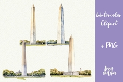 Washington Monument PNG 4th of July Watercolor Clipart Product Image 1