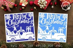 Christmas card SVG Cricut | Merry Christmas card Gnomes car Product Image 2