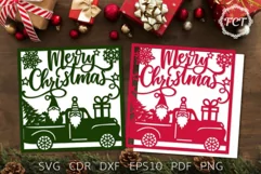 Christmas card SVG Cricut | Merry Christmas card Gnomes car Product Image 1