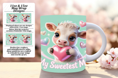 Trendy 11oz Mug Wrap Png Design , Cute Cow Product Image 1