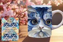 Feline Finesse: 3D Cat Mug Wrap - Sublimation 11oz/15oz Product Image 1