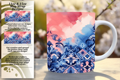 Trendy 11oz Mug Wrap Png Artwork , Watercolor Patter Product Image 1