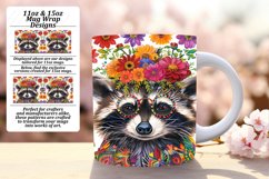 Vibrant Flower &amp; Raccoon Wrap for Mug 11oz/15oz Product Image 1