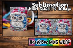 Winter Embroidered Owl Mug Wrap Christmas Design Product Image 1