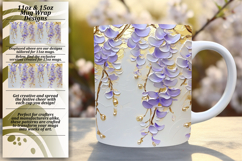 Joyful 15oz Mug Wrap Png Template , 3D Flower Product Image 1