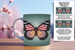 Floral 15oz Mug Wrap Png Design , Butterfly Product Image 1