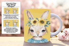Playful Bunny with Flower Design Mug Wrap Product Image 1
