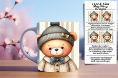 Charming 11oz Mug Wrap Png Design , Teddy Bear Product Image 1