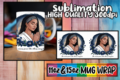 Playful dreams sublimation mug wrap, Praying Woman Product Image 1