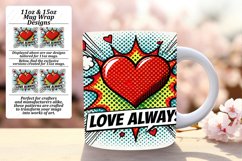 Sublimation 15oz Mug Wrap Png Design , 3D Heart Product Image 1