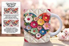 Stylish 15oz Mug Wrap Png Artwork , Flowers Heart Product Image 1