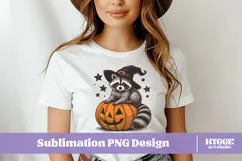Vintage Funny Sarcastic Feral Witch Raccoon Halloween PNG Product Image 2