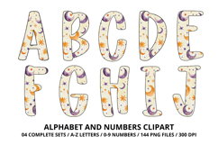 Halloween Alphabet Clipart PNG, watercolor letters doodle Product Image 2